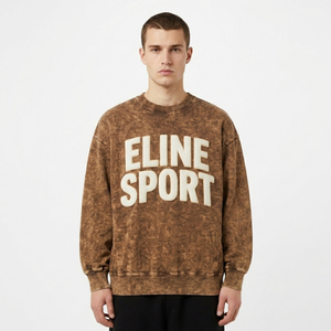 Retro Gym Style Crewneck Sweatshirt Embossed Text Pullover For Men Casual Streetwear Drop Shoulder Sweater Vintage Wash Top - Product Image 4