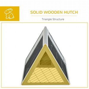 Gabbia per Conigli e Piccoli Animali in Legno con Struttura a A, 117x61 cm, con Recinto Esterno e Rete di Ventilazione, Grigia, per Esterni - Product Image 5