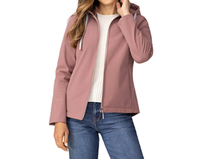 Women's Pink <b>Hooded</b> <b>Soft</b> <b>Shell</b> <b>Jacket</b> Zipper Closure Water Resistant Outdoor Wear Regular Fit All Seasons Wholesale - Product Image 4