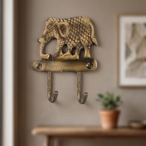 Crochet mural éléphant vintage en fonte, décoration rustique, 2 crochets, fait main, durable, écologique, réglable, à fixer au mur pour vêtements - Product Image 1