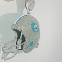 Collier unisexe tendance en argent sterling plaqué or avec pendentif hip-hop en forme de ballon, serti de pierres griffées, cadeau idéal pour les fans de sport
