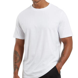 Camiseta Blanca Lisa Personalizada para Hombre, Logotipo Personalizado, Algodón, Gimnasio, Fitness, Entrenamiento, Manga Corta, Informal, Básica, OEM, Ropa al por Mayor - Product Image 3