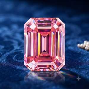Pierre précieuse en moissanite rose naturelle, taille émeraude, pierre facettée en vrac pour la fabrication de bijoux, bague, collier, vente en gros - Product Image 5