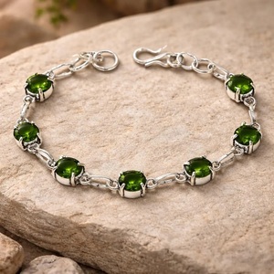 Natural Peridot Topaz 925 Sterling Silver <b>Adjustable</b> <b>Bracelet</b> Natural Gemstone Jewelry <b>Bracelet</b> For Men & Women - Product Image 2