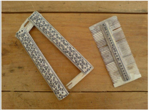 Nouveau peigne à cheveux artisanal de qualité supérieure en os de buffle viking, style floral sculpté, avec agate indienne, en os naturel, pour massage crânien, peigne courant - Product Image 5