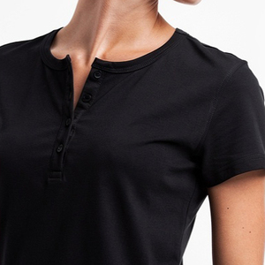 Camiseta Henley Rosa Personalizada de Manga Corta para Mujer, Transpirable, 100% Algodón, Ligera - Product Image 6