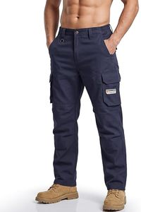 Men's Navy <b>Work</b> <b>Pants</b> With Tool Pockets Abrasion Resistant <b>Cargo</b> Trousers Cotton Material - Product Image 5