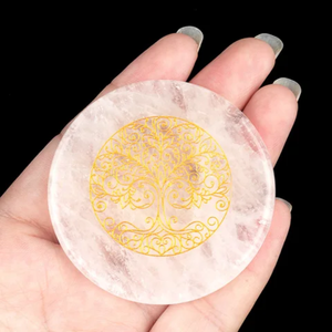 Sous-verre décoratif en cristal de quartz clair, pierre plate gravée lune et étoile, pour la création de objets artisanaux DIY - Product Image 5