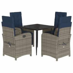 Conjunto de Comedor de Jardín Ajustable de Ratán Sintético Gris con Cómodos Reposapiés - Product Image 2