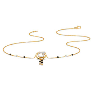 Collier délicat en forme de Y avec perles noires et diamant central - Product Image 2