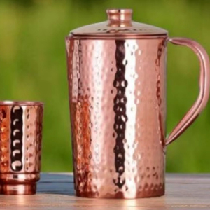 Copper jug set for premium household dining culture <b>water</b> serving metal set with <b>glasses</b> durable reusable kitchen dining drinkwa - Product Image 1