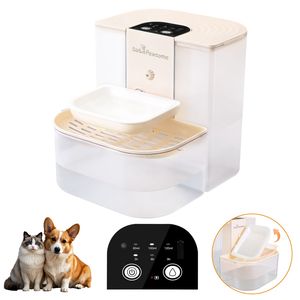 Distributore Automatico d'Acqua per Cani e Gatti, Fontanella Intelligente per Animali Domestici, Capacità 4.5L, Ricaricabile Senza Fili, 3 Ciotole Regolabili con Auto-Ricarica - Product Image 1