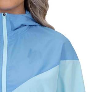 Light Blue Hooded Racer <b>Quilted</b> <b>Jacket</b> with Zipper Closure Sporty Windproof Waterproof Reversible <b>Pattern</b> Nylon Spandex - Product Image 4