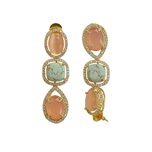 Gold Plated Brass Drop <b>Earrings</b> Zircon Geometric Design Trendy Classic Chandelier <b>Earrings</b> for Women Bohemia Style Party Jewelry - Product Image 4