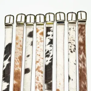 2024 New Top Selling Fine Quality Stylish Customized 100% Genuine Cow Leather Hair-on Leather Belt With Custom Services