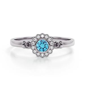 Anillo de Plata de Ley 925 con Topacio Azul Cielo Natural, Diseño Atractivo, Joyería Chapada en Oro Personalizada del Fabricante - Product Image 3