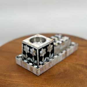 Wholesale Floral MOP Inlay Wood Incense Burner Set Bulk Luxury Mother of Pearl Bakhoor Censer with <b>Matching</b> Tray and Storage <b>Box</b> - Product Image 4