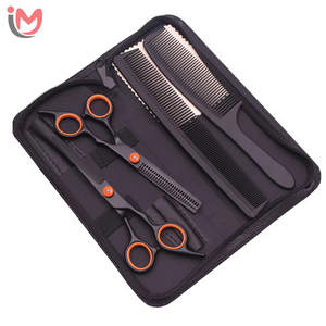 Kit Profesional de Tijeras para Cabello Negro y Dorado, 5 Piezas, Juego de Barbería con Recubrimiento de Titanio, Tijeras de Corte con Filo de Cuchilla, Venta al Por Mayor OEM - Product Image 2