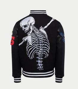 Veste universitaire avec logo brodé OEM, qualité supérieure, manches en cuir personnalisées, jolie veste de joueur de baseball Letterman, longue - Product Image 6