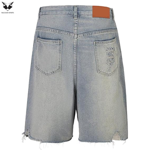 Shorts en jean droits pour hommes, style streetwear décontracté, longueur genou, respirant, écologique, coupe ample, logo personnalisé, été décontracté - Product Image 2