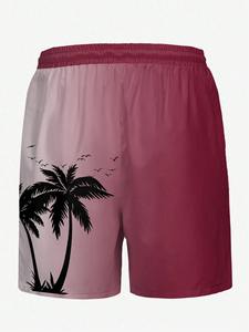 Shorts de bain pour hommes à imprimé floral, séchage rapide, résistants à l'eau, légers, vêtements de plage, taille élastique, cordon de serrage, longueur genou - Product Image 4