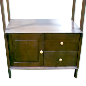 Librería Moderna de Mediados de Siglo con Gabinete y Cajones, Mueble de Almacenamiento Independiente de 3 Niveles para Sala de Estar, Color Marrón Oscuro - Product Image 3