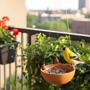 Comedero para Pájaros de Madera Colgante para Jardín, Patio, Balcón, para Pájaros Pequeños, Medianos y Grandes, Ecológico - Product Image 3