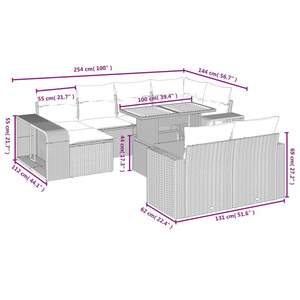 Set Divano da Esterno 11 Pezzi in Polyrattan Nero con Cuscini - Elegante Arredamento da Giardino - Product Image 3