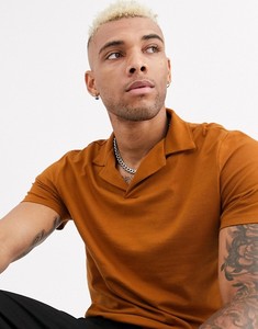 Men's Solid <b>Orange</b> Short Sleeve Knitted <b>Polo</b> Shirt Casual Style Anti-Wrinkle Cotton Regular Fit - Product Image 2