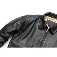 2026 OEM Veste en cuir de vache noir véritable pour homme, très vendue, 100% haute qualité, imperméable, faible MOQ, prix bas, mode hiver, modèle frontal