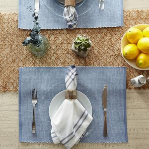 Anneaux de serviette en bois tressé bleu, écologiques, lavables, réutilisables, design méditerranéen pour la maison, l'hôtel, les fêtes - Product Image 1
