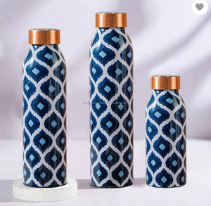 Pure Copper Eco-Friendly Drinkware Water Bottle Printed Design Round Shape Custom Logo Option - Product Image 3