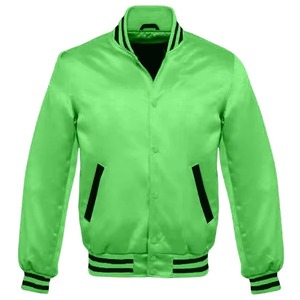 Veste d'hiver en satin de haute qualité, couleur unie, vente chaude, veste bomber personnalisée en satin pour hommes - Product Image 3