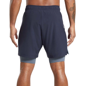 กางเกงขาสั้นกีฬาผู้ชาย 7 นิ้ว 2 in 1 สีน้ำเงินเข้ม สีน้ำเงินเหล็ก แห้งเร็ว สำหรับออกกำลังกาย วิ่ง เทรนนิ่ง และฝึกซ้อม - Product Image 2