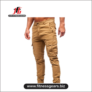 กางเกงคาร์โก้ลำลองเอวยางยืดบุขนแกะกันยับสำหรับผู้ชาย JUST FITNESS GEARS ผลิตจากโพลีเอสเตอร์/ผ้าฝ้ายผสม แห้งเร็ว ระบายอากาศได้ดี - Product Image 4