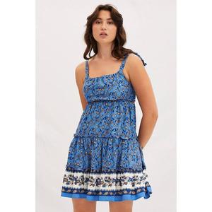 Vestido mini bohemio con estampado floral y tirantes finos para mujer, vestido informal de verano para la playa - Product Image 1