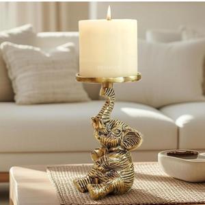 <b>Elephant</b> Shape Metal Candle Stand Gold Color Home <b>Decoration</b> Heat Resistant Cylindrical Candle Holder - Product Image 4