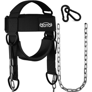 Harnais de cou personnalisé avec logo, chaîne en acier robuste et anneaux en D, rembourrage en néoprène, pour exercices de cou, vente en gros usine - Product Image 2