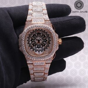 Reloj Charm Jewells de acero inoxidable para hombre, caja de 40 mm, detalles de diamantes, analógico, de lujo, a la moda, movimiento mecánico, fecha automática - Product Image 4