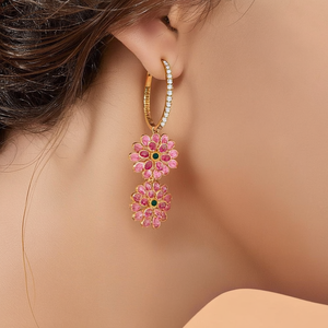 18K Gold Plated Rose Gold Hoop Earrings with Zircon Diamond Moissanite-Fashion Jewelry Gift - Product Image 2