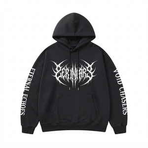 Sudadera con Capucha Oversize de Moda con Estampado de Letras, Jersey 100% Algodón Antiarrugas, Ajuste Holgado, Servicio OEM de Marca Personalizada - Product Image 3