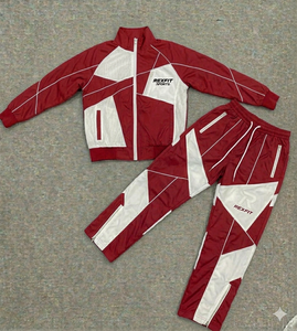 OEM Custom <b>Polyester</b> Zip up Blank Oversized Reflective Windproof Nylon Woven Jacket and Baggy Track Pants <b>Jogger</b> Sets Tracksuit - Product Image 4