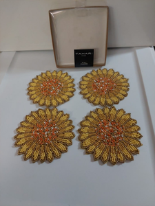 Sous-verres brodés de perles sur mesure pour cadeaux, élégants sous-verres de table en perles de rocaille pour la maison et les cafés avec design personnalisé - Product Image 2