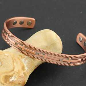 <b>Copper</b> Alloy Cuff Bracelet Antique <b>Copper</b> Plated Vintage Unisex Geometric Pattern <b>Bangles</b> custom engraved healing <b>copper</b> jewelry - Product Image 4