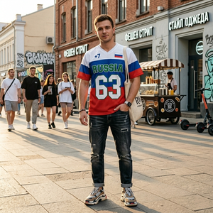 Camiseta de Fútbol de Rusia para Hombre, Manga Corta, Sublimada, Malla de Poliéster, Transpirable, Cuello en V, Corte Regular, Ropa Deportiva de Equipo - Product Image 2