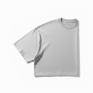 T-shirt Oversize Personnalisé Homme Streetwear Coton Lourd 100% Coton Uni Épaules Tombantes Unisexe Tee-shirt Coton Personnalisé - Product Image 4