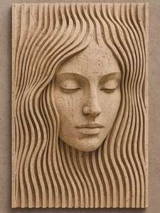 Sculpture en bois artisanale faite à la main, figurine de visage, design rustique, décoration de table pour la maison ou le bureau - Product Image 2