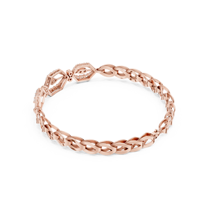 Bracelet Géométrique Hexagonal en Diamant, Or Rose Massif 9K 10K 14K 18K, Diamant CVD Cultivé en Laboratoire VVS DEF, Bracelets Chaîne et Maillons Tendance - Product Image 4