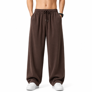 2025 Custom Men’s Lightweight Silky Straight Leg Pants Casual Sports Trousers High Street Streetwear Mid Loose <b>Fit</b> Relaxed <b>Fit</b> - Product Image 1
