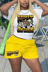 Ensembles OEM personnalisés 100% pur coton pour femmes ensemble de short et t-shirt à manches d'été ensemble de short de survêtement imprimé - Product Image 5